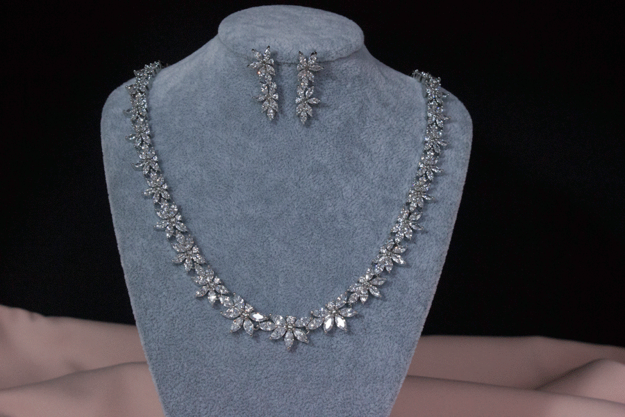 Silver bridal jewelry set