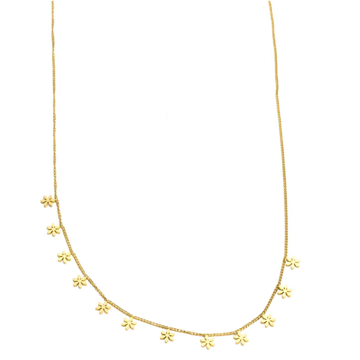 Goldene Halskette mit Blumenanhänger