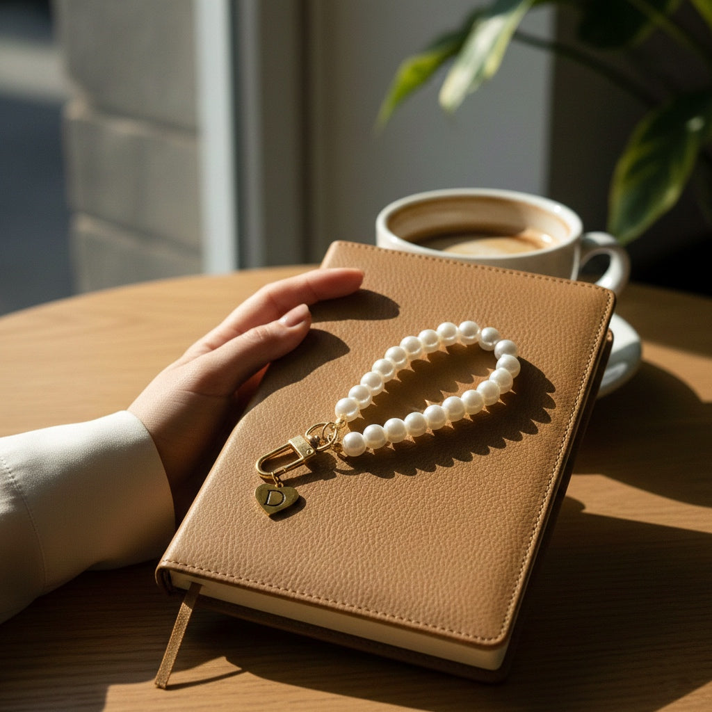 Personalized pearl keychain