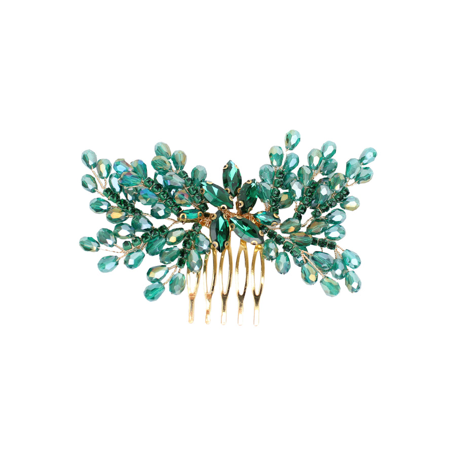 Green bridal hair comb