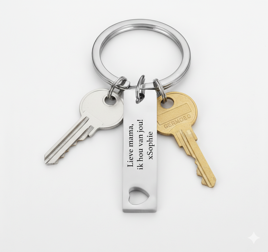 Persoonlijke Sleutelhanger - RVS - Gegraveerd datum met naam