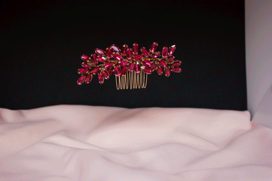 Pink bridal hair comb