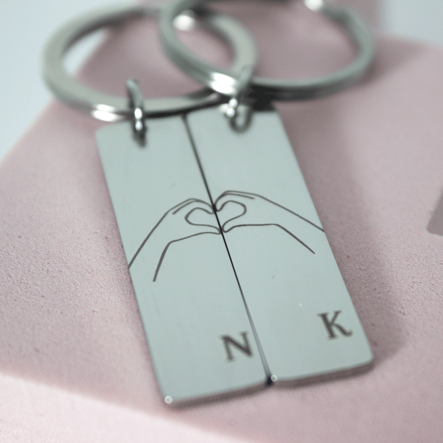 Couple keychain initials