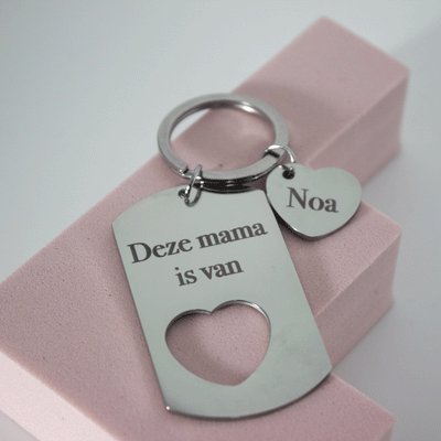 Persoonlijke Sleutelhanger - RVS - Hart Gegraveerd naam