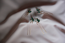 Green hairpins with pearl 4 pieces