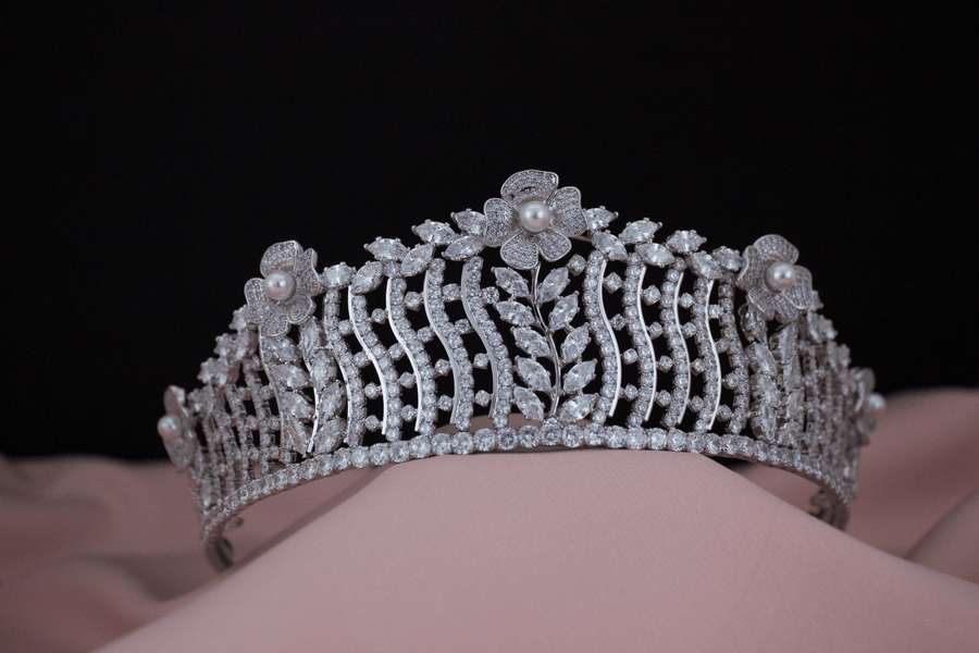 Sarah parel tiara bruids kroon haar accessoires