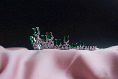 Elnaz groene tiara bruids kroon haar accessoires