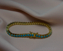 gouden armband, turquise armband, tennis armband, blauwe tennis armband