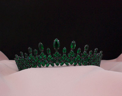 Farzya grüne Tiara Brautkrone Haarschmuck