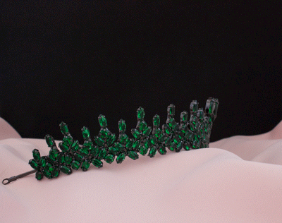 Farzya grüne Tiara Brautkrone Haarschmuck