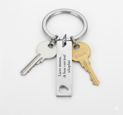 Persoonlijke Sleutelhanger - RVS - Gegraveerd datum met naam