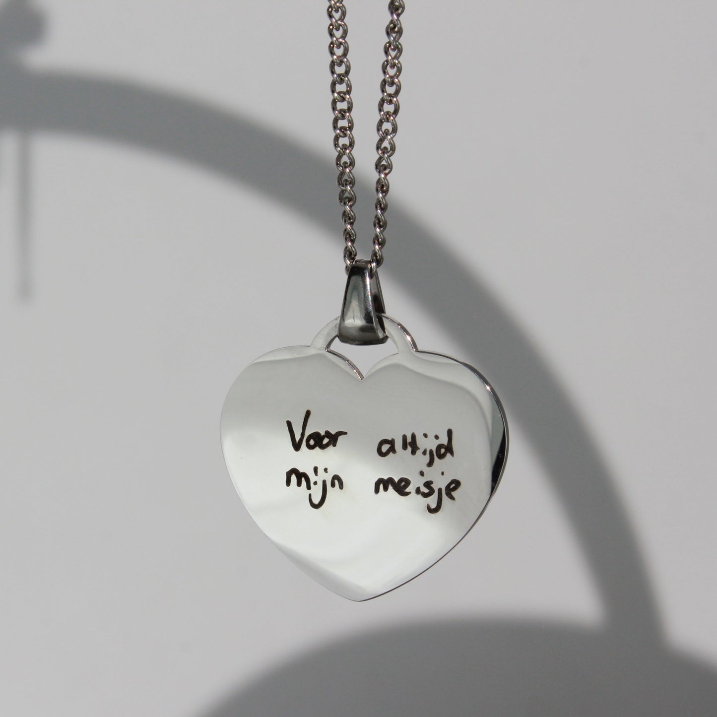 Eigen handschrift gepersonaliseerde hart ketting