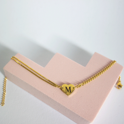 Gepersonaliseerde hart armband dubbel laags