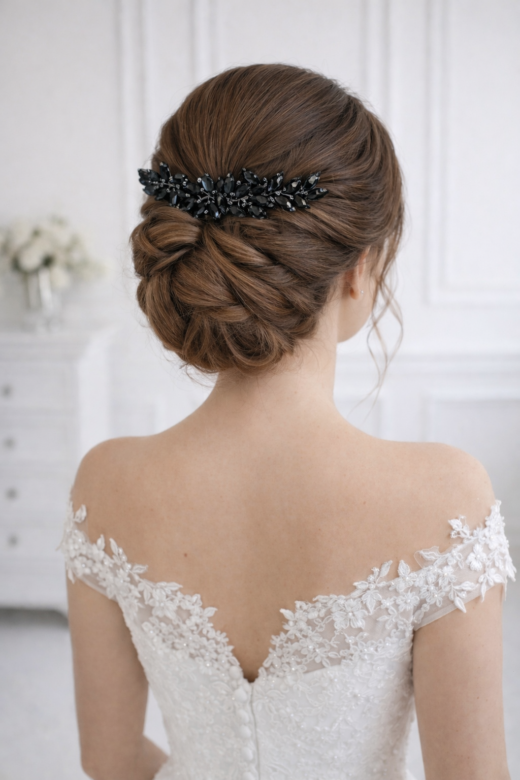 Green bridal hair comb