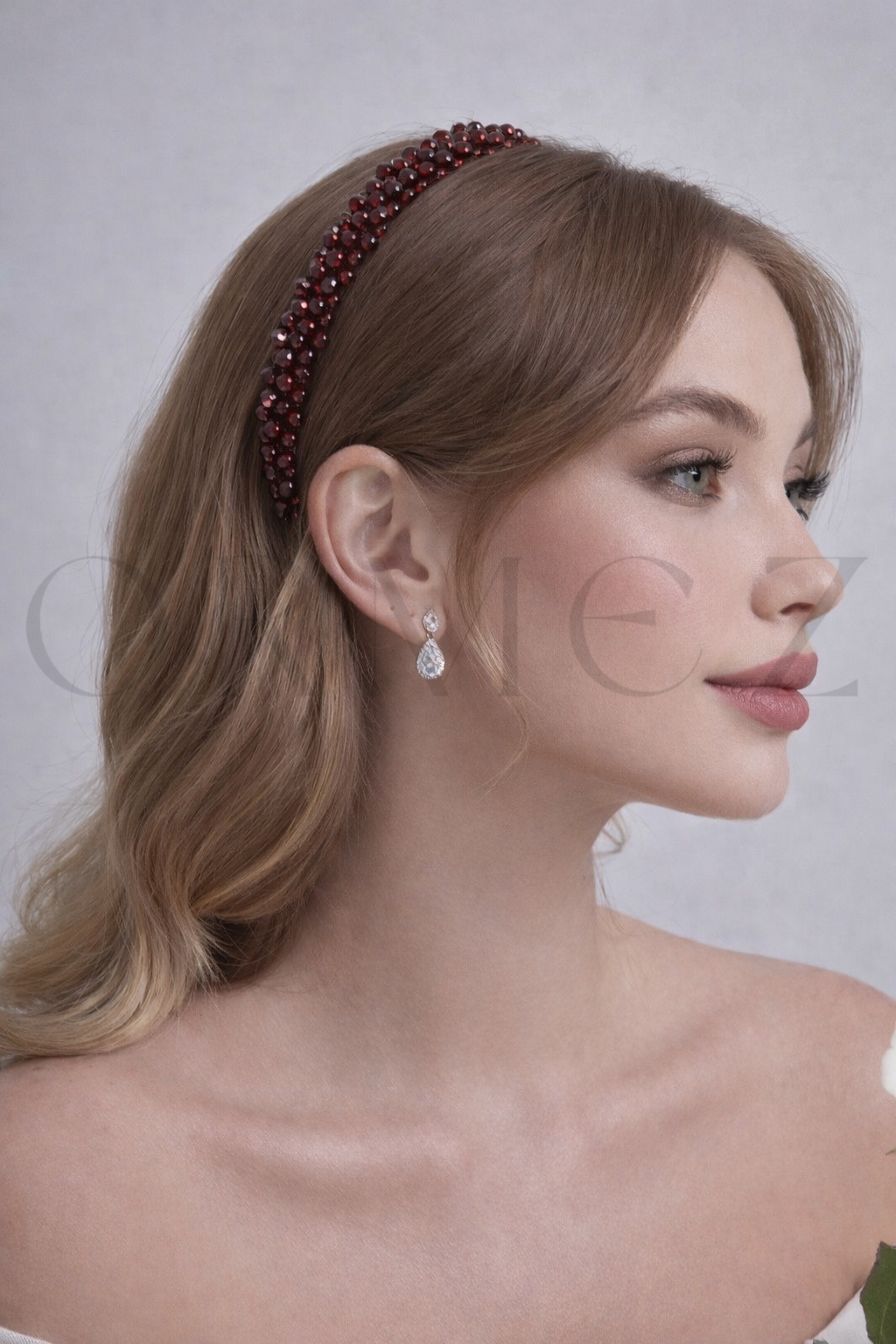 Bordeaux pearl headband