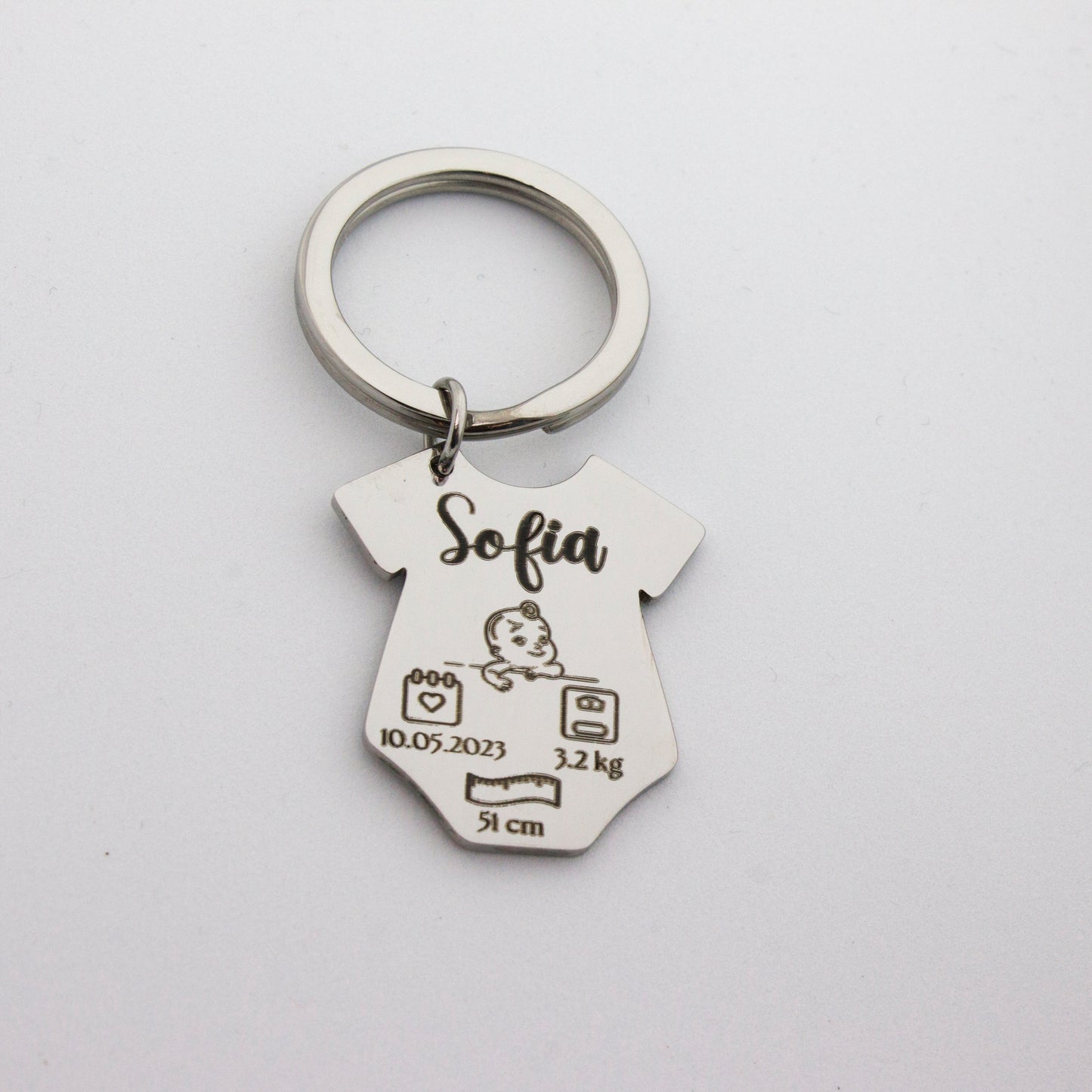 Gepersonaliseerde romper sleutelhanger