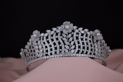 Sarah pearl tiara bridal crown hair accessories