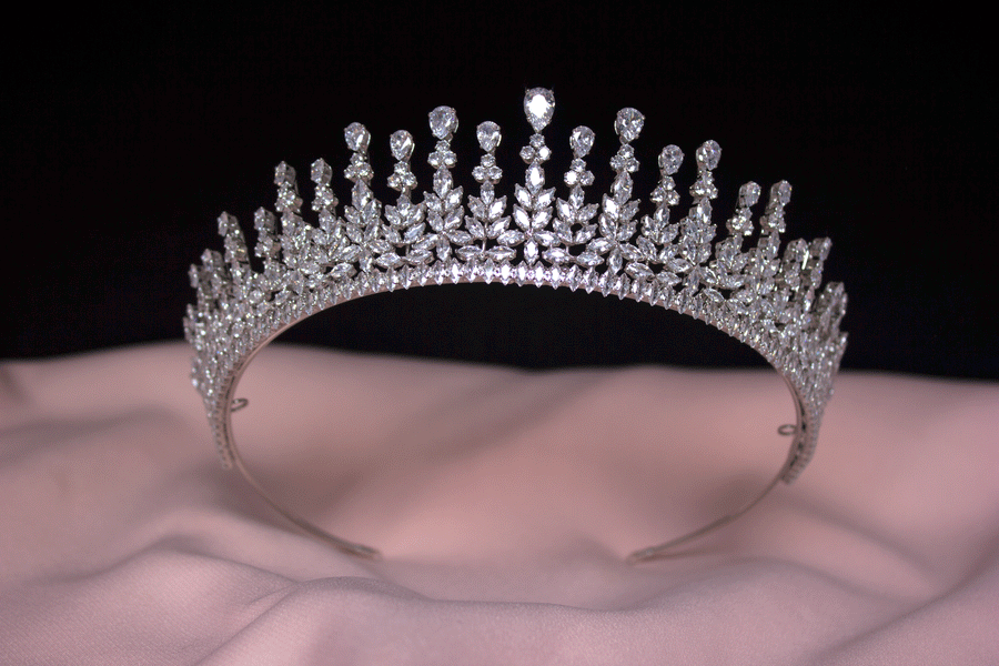 Zilveren tiara kroon Najia