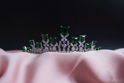 Elnaz green tiara bridal crown hair accessories