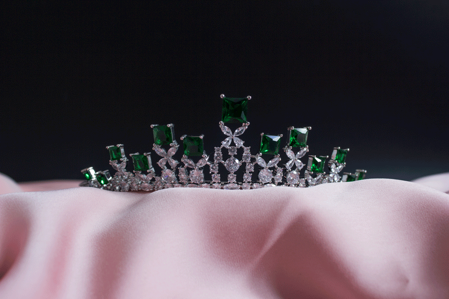 Elnaz groene tiara bruids kroon haar accessoires
